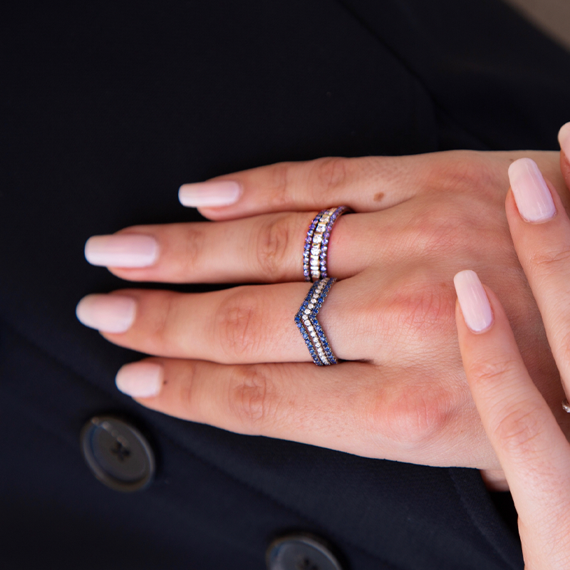 14K Rose Gold Stacking Amethyst Minimal Dainty Ring - Abtin & Company 