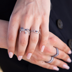 14K Yellow Gold Diamond & Ruby Crown Ring Stackable Band - Abtin & Company 