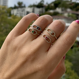 14K Rose Gold Ruby Fashion Pave Stackable Ring - Abtin & Company 