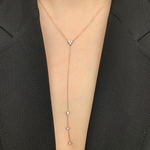 14K Gold Diamond Lariat Necklace Diamond Y-Necklace - Abtin & Company 