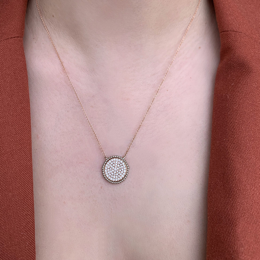 14K Gold Round Medallion Diamond Pendant - Abtin & Company 
