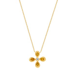 14K Yellow Gold Yellow Sapphire & Diamond Flower Pendant - Abtin & Company 