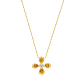 14K Yellow Gold Yellow Sapphire & Diamond Flower Pendant - Abtin & Company 