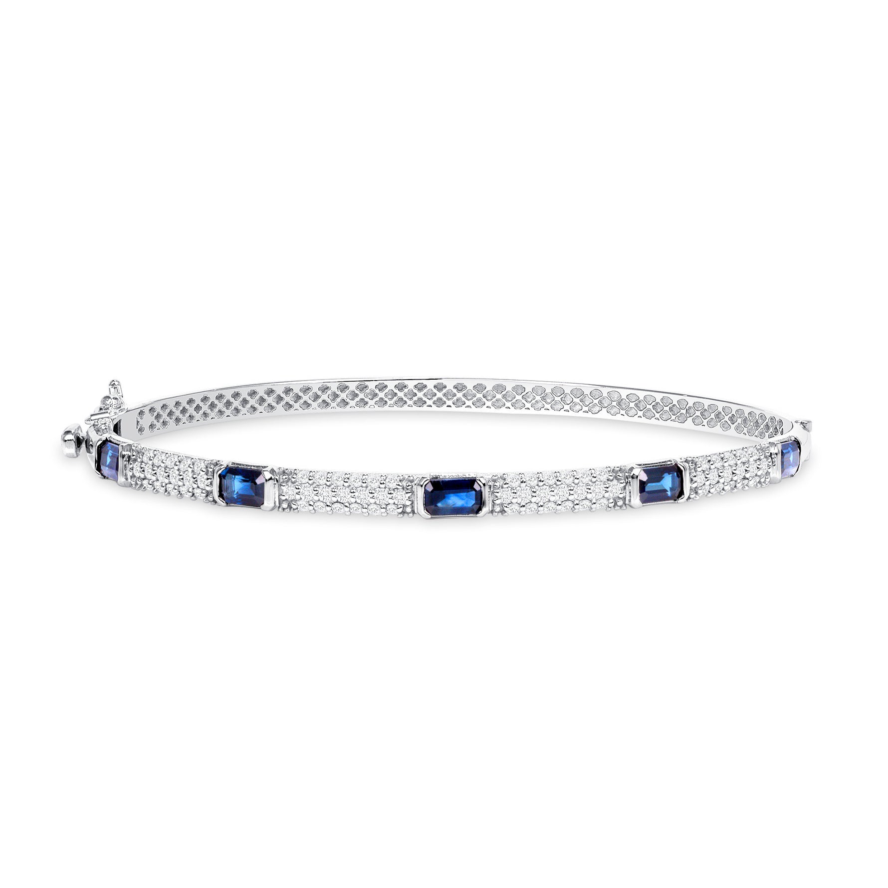 14K Gold Blue Sapphire and Diamond Bangle - Abtin & Company 