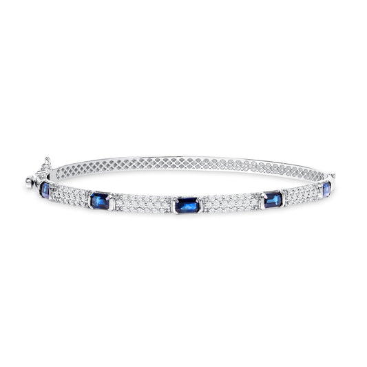 14K Gold Blue Sapphire and Diamond Bangle - Abtin & Company 
