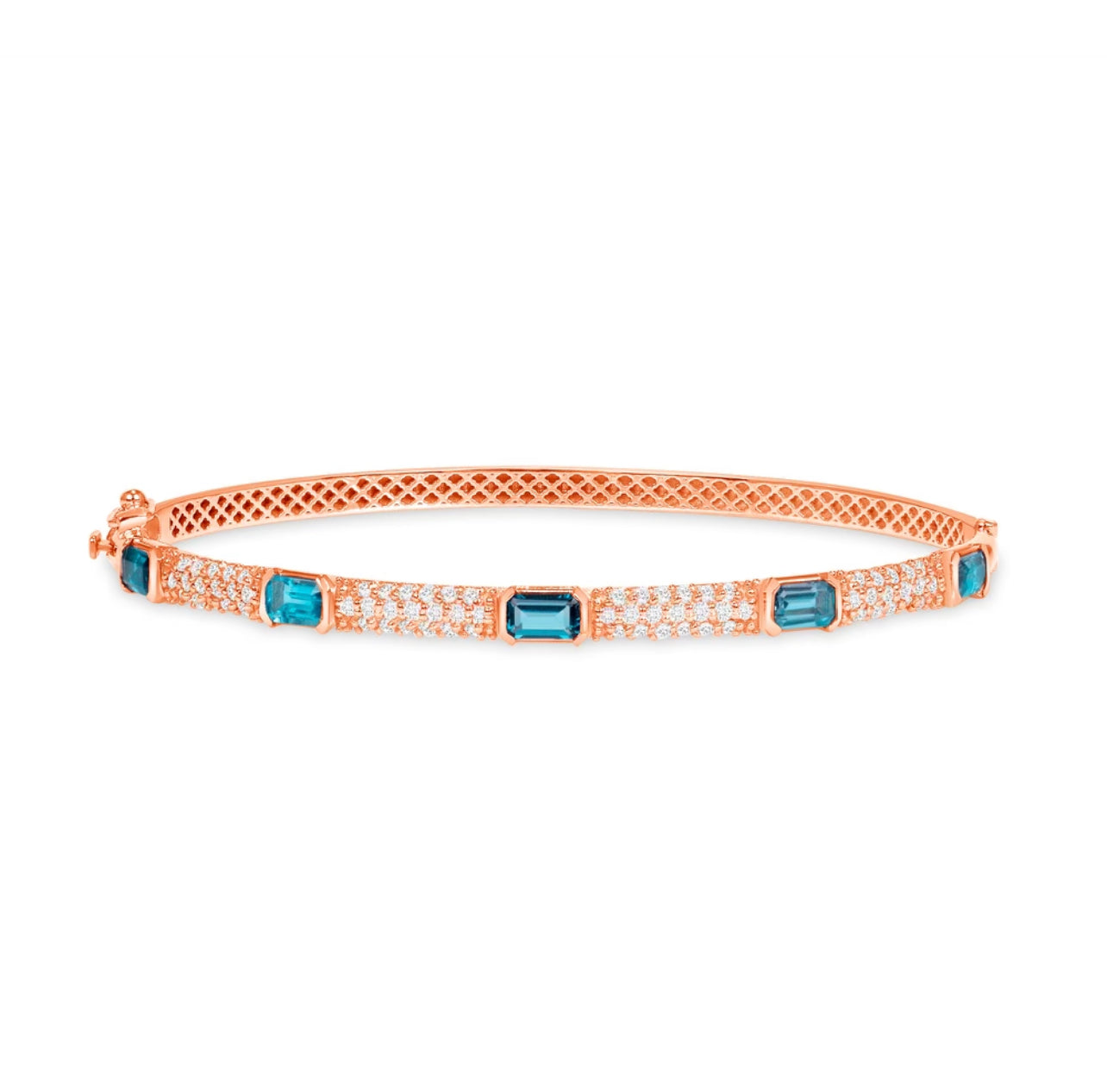 14K Gold London Blue Topaz & Diamond Bangle - Abtin & Company 