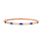 14K Gold Blue Sapphire and Diamond Bangle - Abtin & Company 