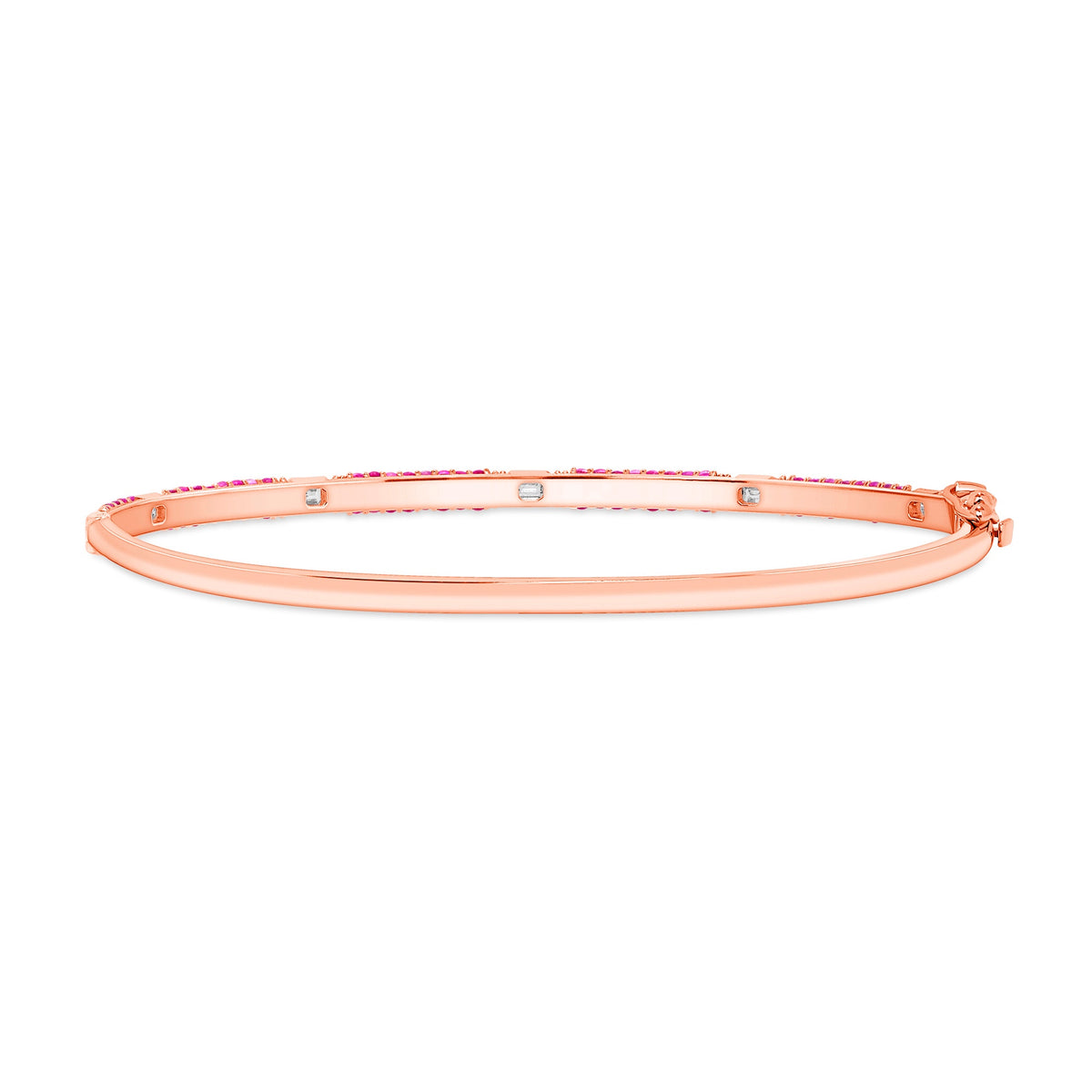 14K Gold Pink Sapphire and White Diamond Bangle - Abtin & Company 