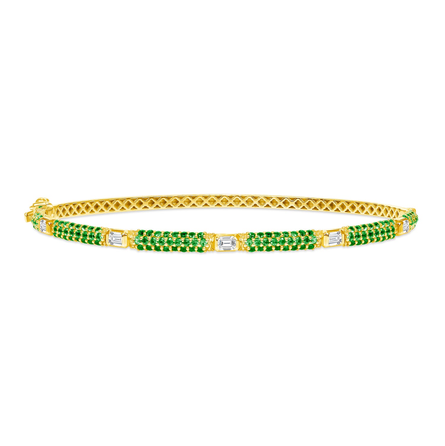 14K Gold Emerald and Diamond Bangle - Abtin & Company 