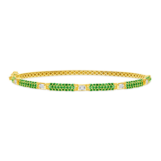 14K Gold Emerald and Diamond Bangle - Abtin & Company 