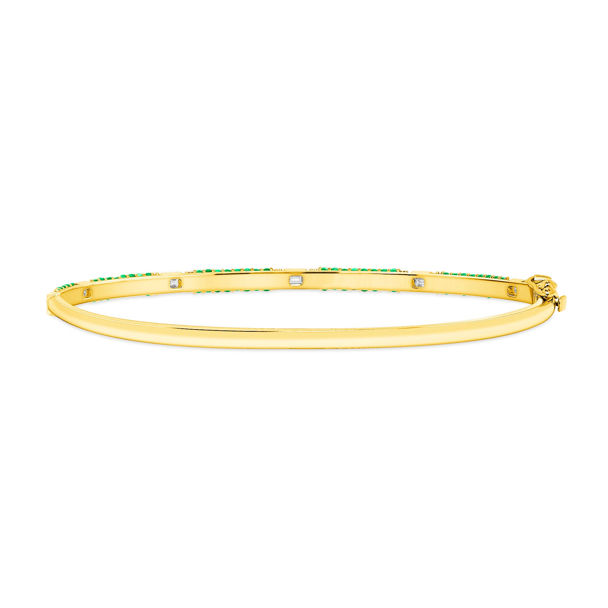 14K Gold Emerald and Diamond Bangle - Abtin & Company 