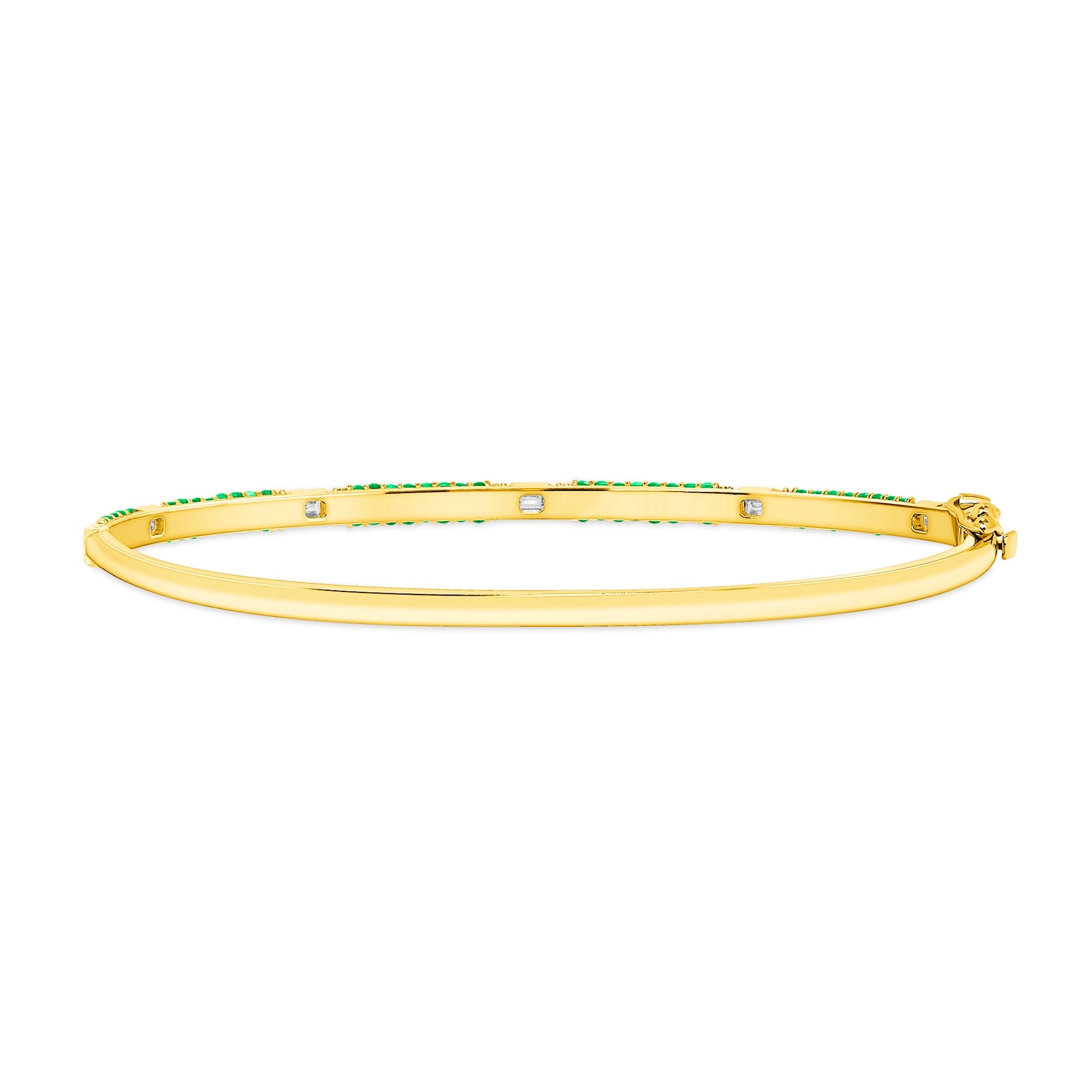 14K Gold Emerald and Diamond Bangle - Abtin & Company 