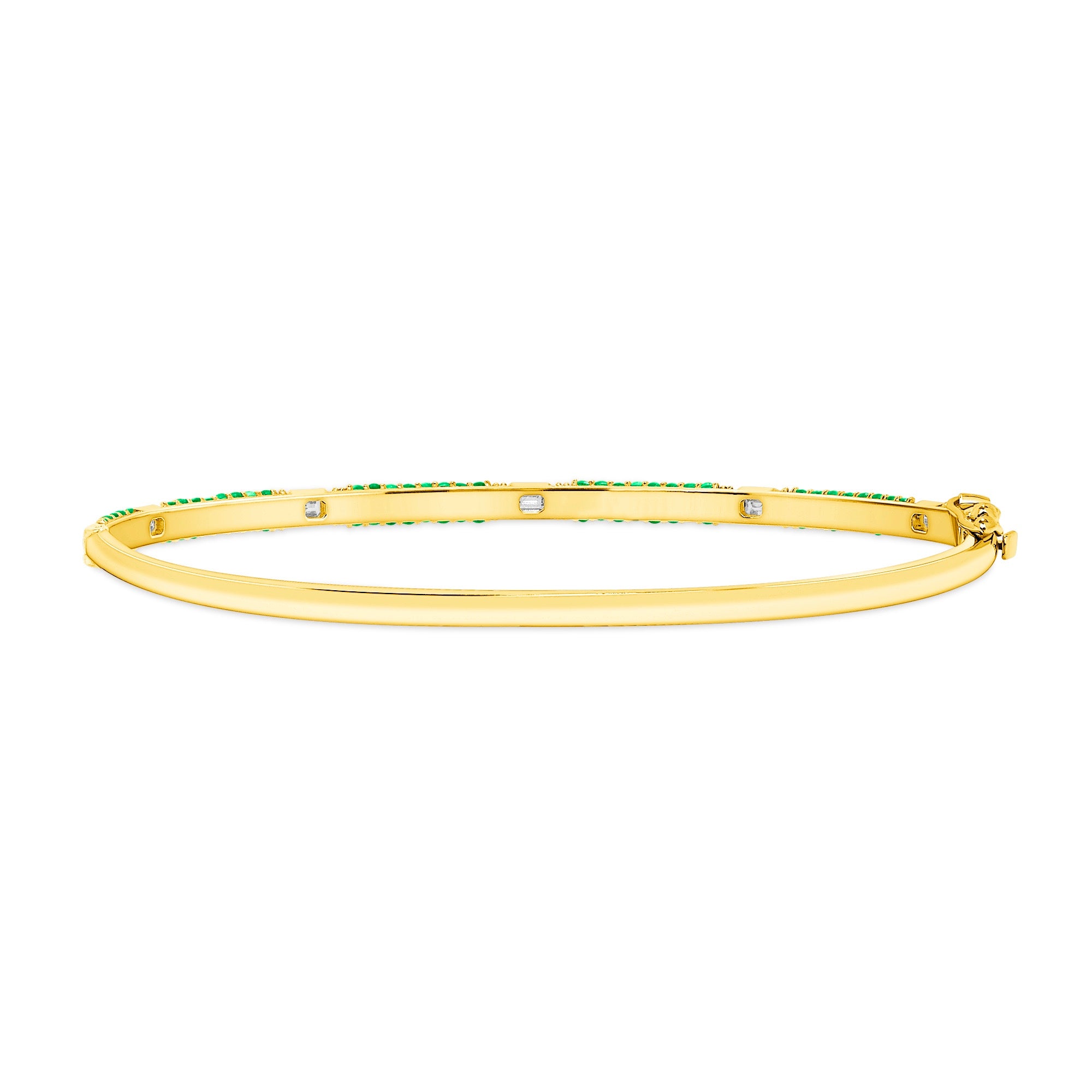14K Gold Emerald and Diamond Bangle - Abtin & Company 