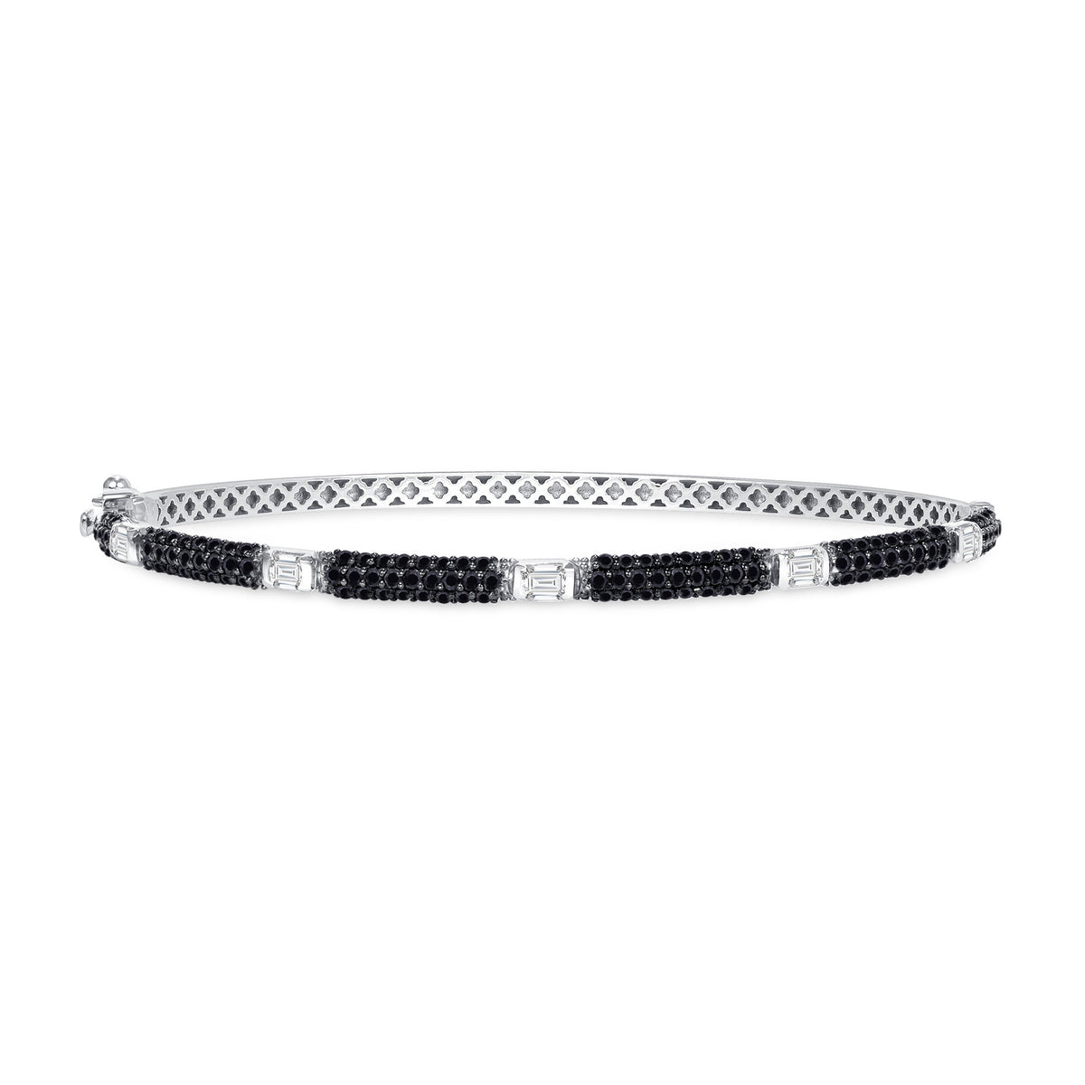 14K Gold Black Diamond and White Diamond Bangle - Abtin & Company 