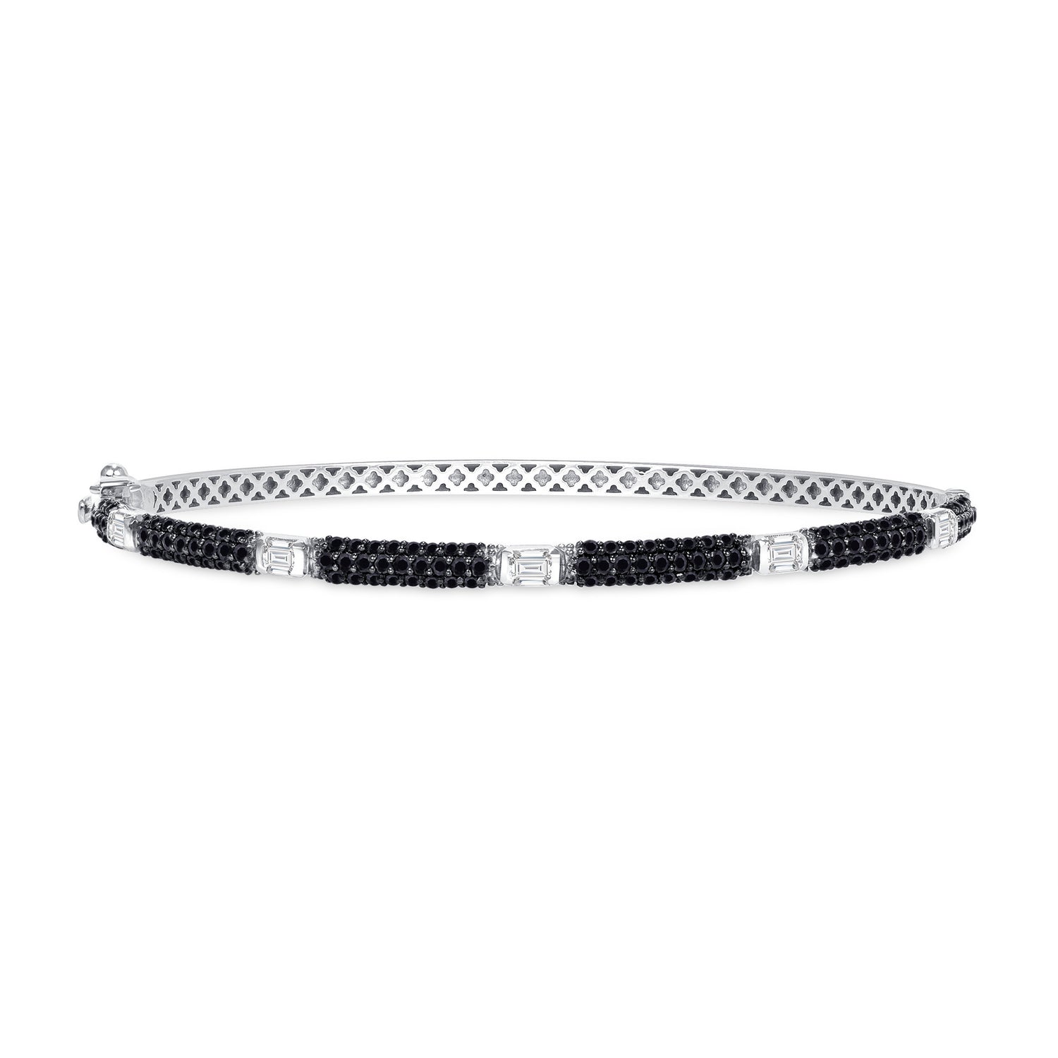 14K Gold Black Diamond and White Diamond Bangle - Abtin & Company 