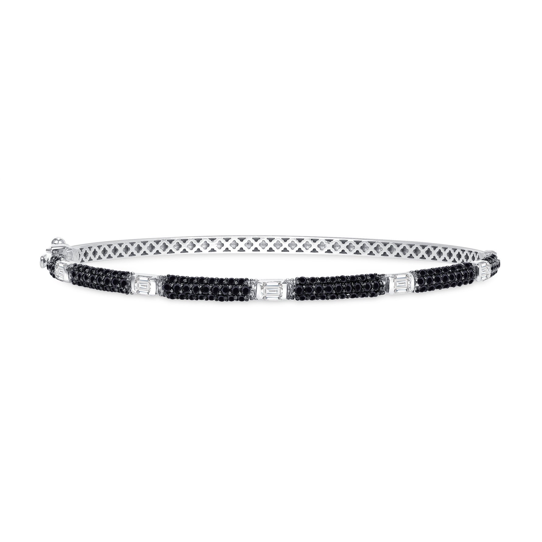 14K Gold Black Diamond and White Diamond Bangle - Abtin & Company 