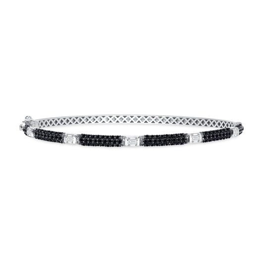 14K Gold Black Diamond and White Diamond Bangle - Abtin & Company 