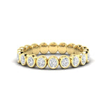 14K Gold Oval Diamond full Bezel Set Ring Wedding Band - Abtin & Company 