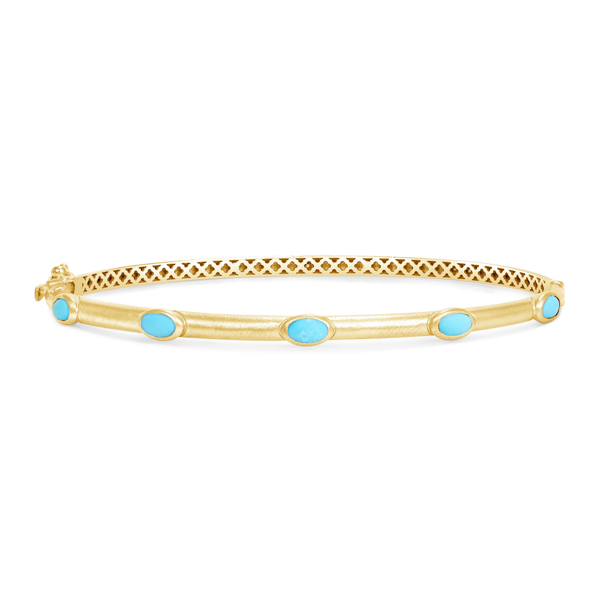 14K Yellow Gold Turquoise Bangle - Abtin & Company 