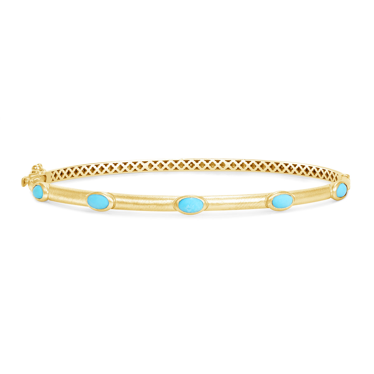 14K Yellow Gold Turquoise Bangle - Abtin & Company 