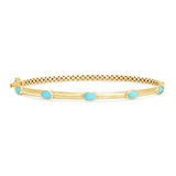 14K Yellow Gold Turquoise Bangle - Abtin & Company 