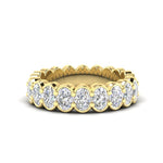 14K Gold Bezel Oval Diamond Ring Wedding Band - Abtin & Company 