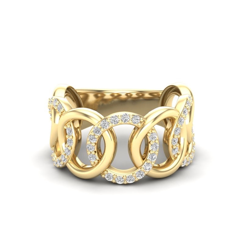 14K Diamond Interlocking Circle Ring - Abtin & Company 