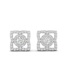 14KGold Diamond Lotus Stud Style Earrings - Abtin & Company 