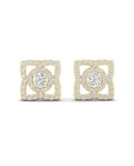 14KGold Diamond Lotus Stud Style Earrings - Abtin & Company 