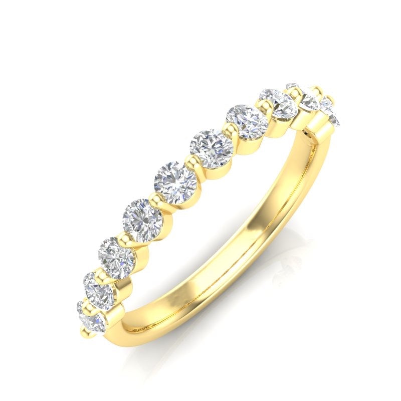 14K Floating Diamond Stackable Ring Wedding Band - Abtin & Company 