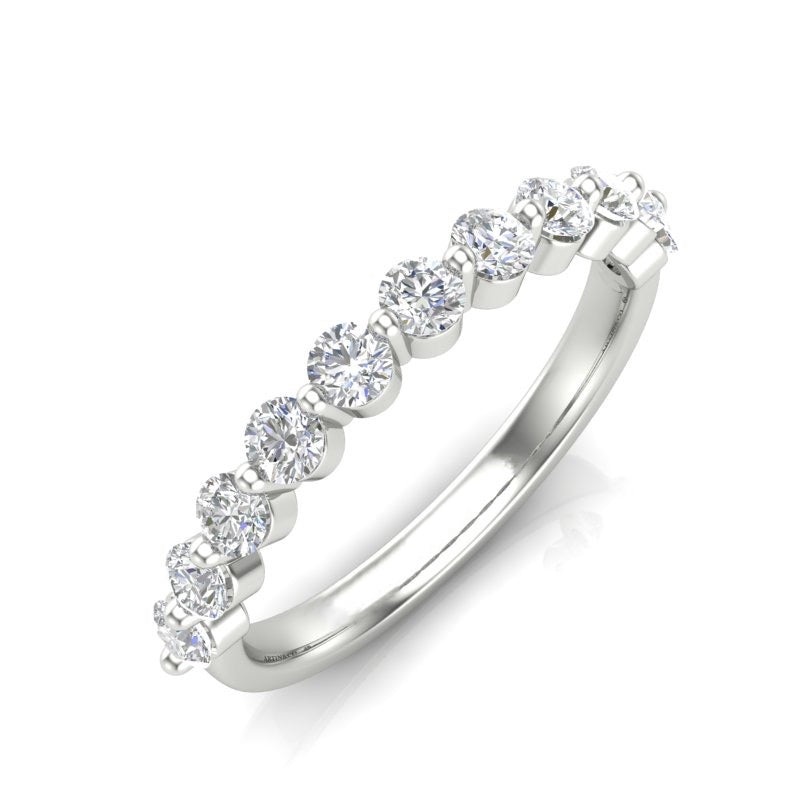 14K Floating Diamond Stackable Ring Wedding Band - Abtin & Company 