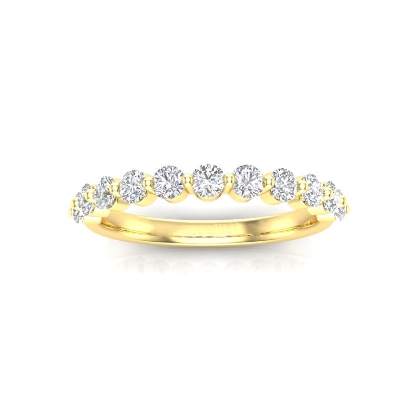 14K Floating Diamond Stackable Ring Wedding Band - Abtin & Company 