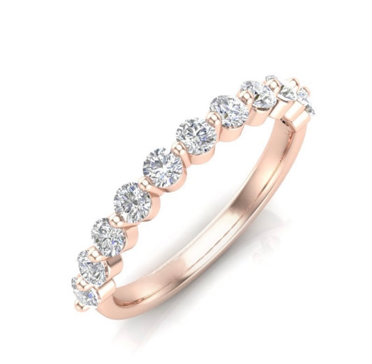 14K Floating Diamond Stackable Ring Wedding Band - Abtin & Company 