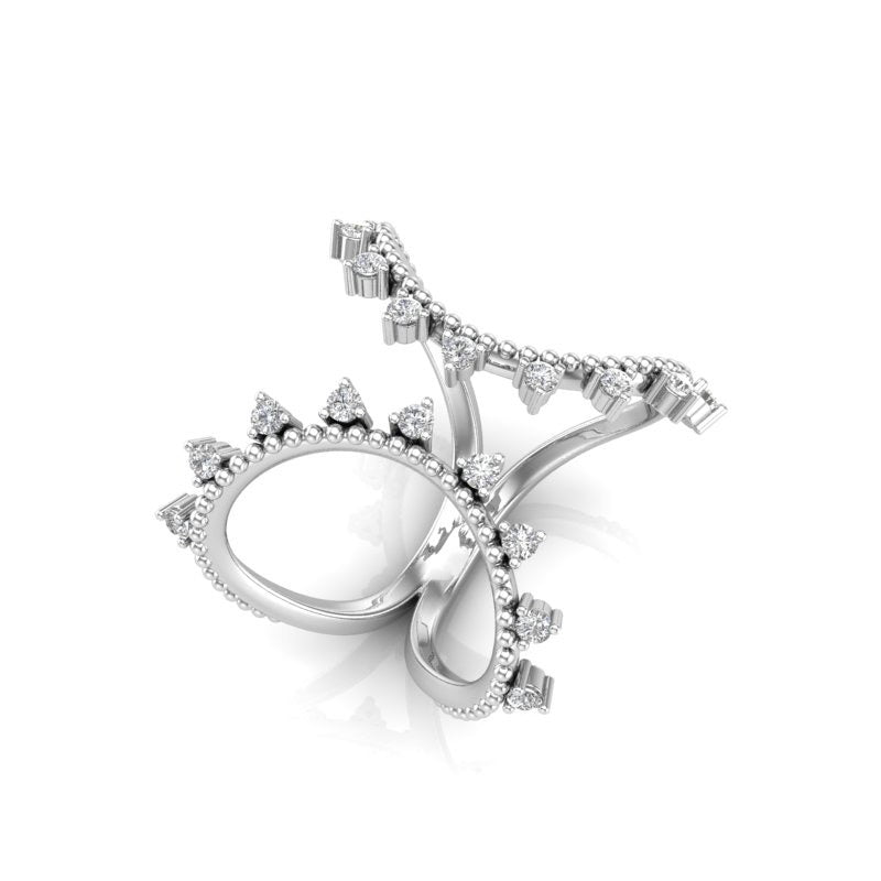 14K Gold Diamond Fashion Open Cuff Ring - Abtin & Company 
