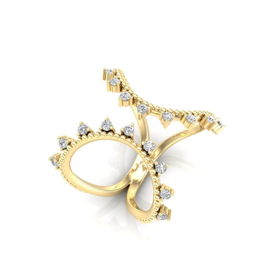 14K Gold Diamond Fashion Open Cuff Ring - Abtin & Company 