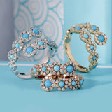 14K Open Bypass Diamond & Turquoise Ring - Abtin & Company 