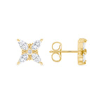 14K Gold Floral Style Marquise-cut Diamond Stud Earrings - Abtin & Company 