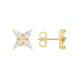 14K Gold Floral Style Marquise-cut Diamond Stud Earrings - Abtin & Company 