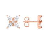 14K Gold Floral Style Marquise-cut Diamond Stud Earrings - Abtin & Company 