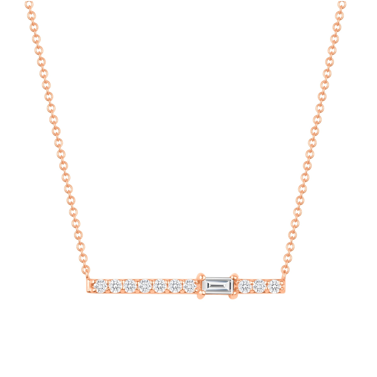 14K Gold Diamond Bar Pendant - Abtin & Company 
