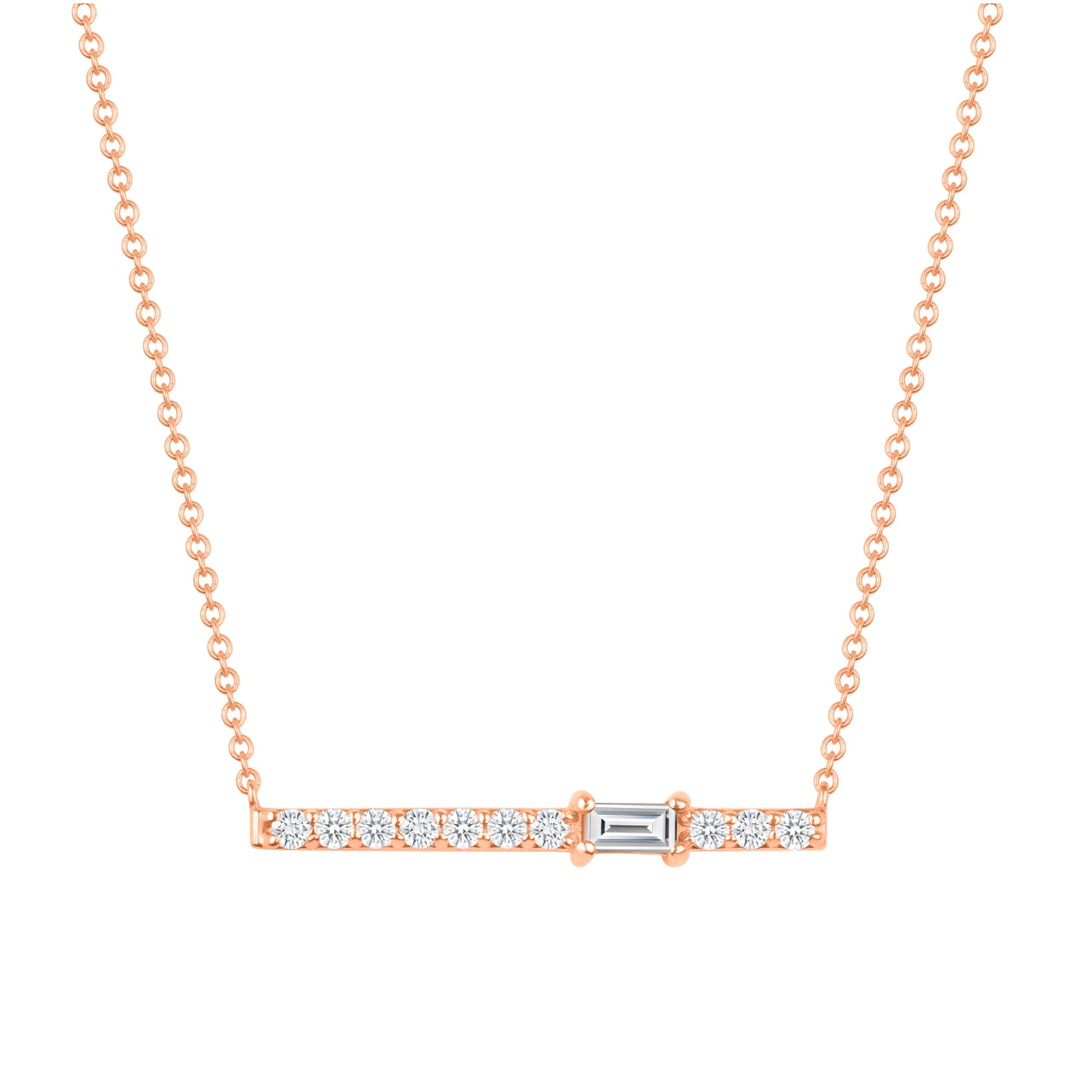 14K Gold Diamond Bar Pendant - Abtin & Company 