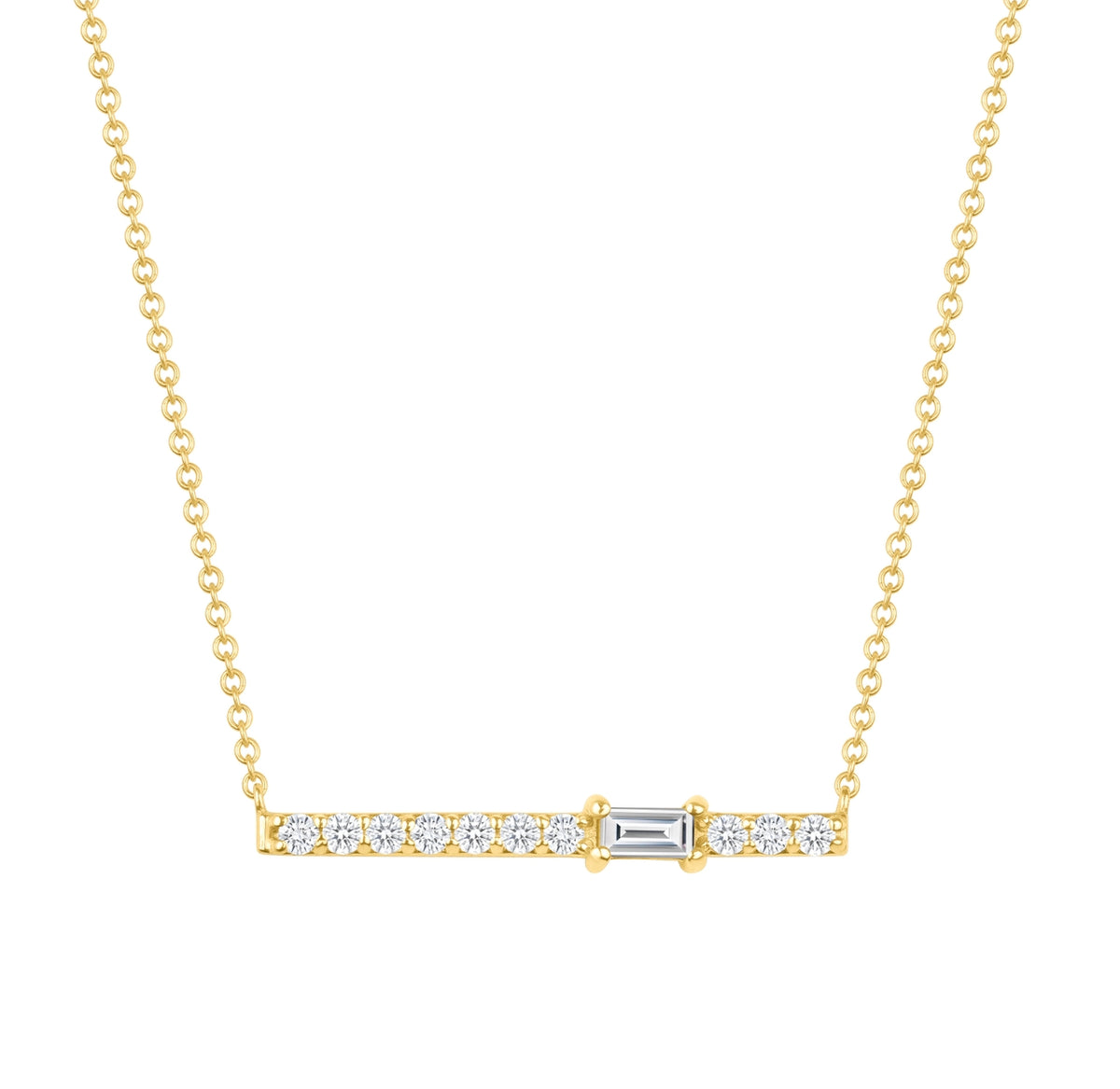 14K Gold Diamond Bar Pendant - Abtin & Company 