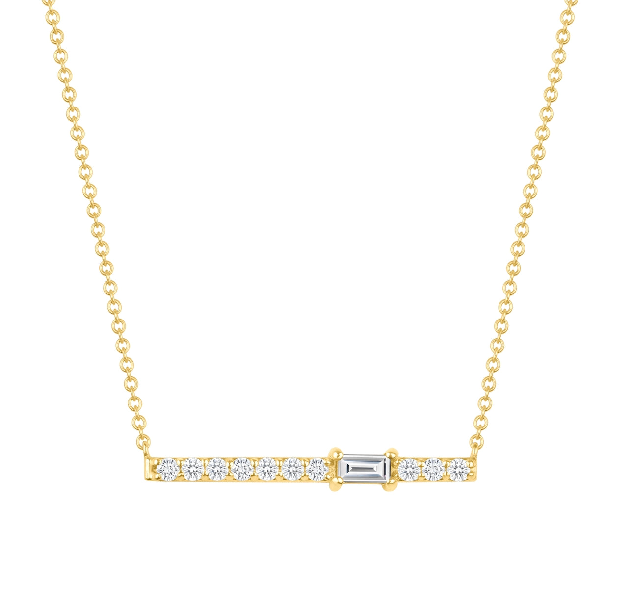 14K Gold Diamond Bar Pendant - Abtin & Company 