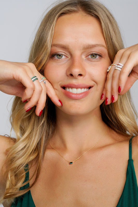 14K Gold Emerald Cut Diamond Bezel Necklace - Abtin & Company 