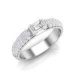 14K Gold Emerald Cut Diamond & Pave Ring Wedding Band - Abtin & Company 