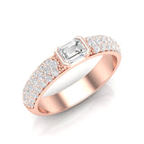 14K Gold Emerald Cut Diamond & Pave Ring Wedding Band - Abtin & Company 