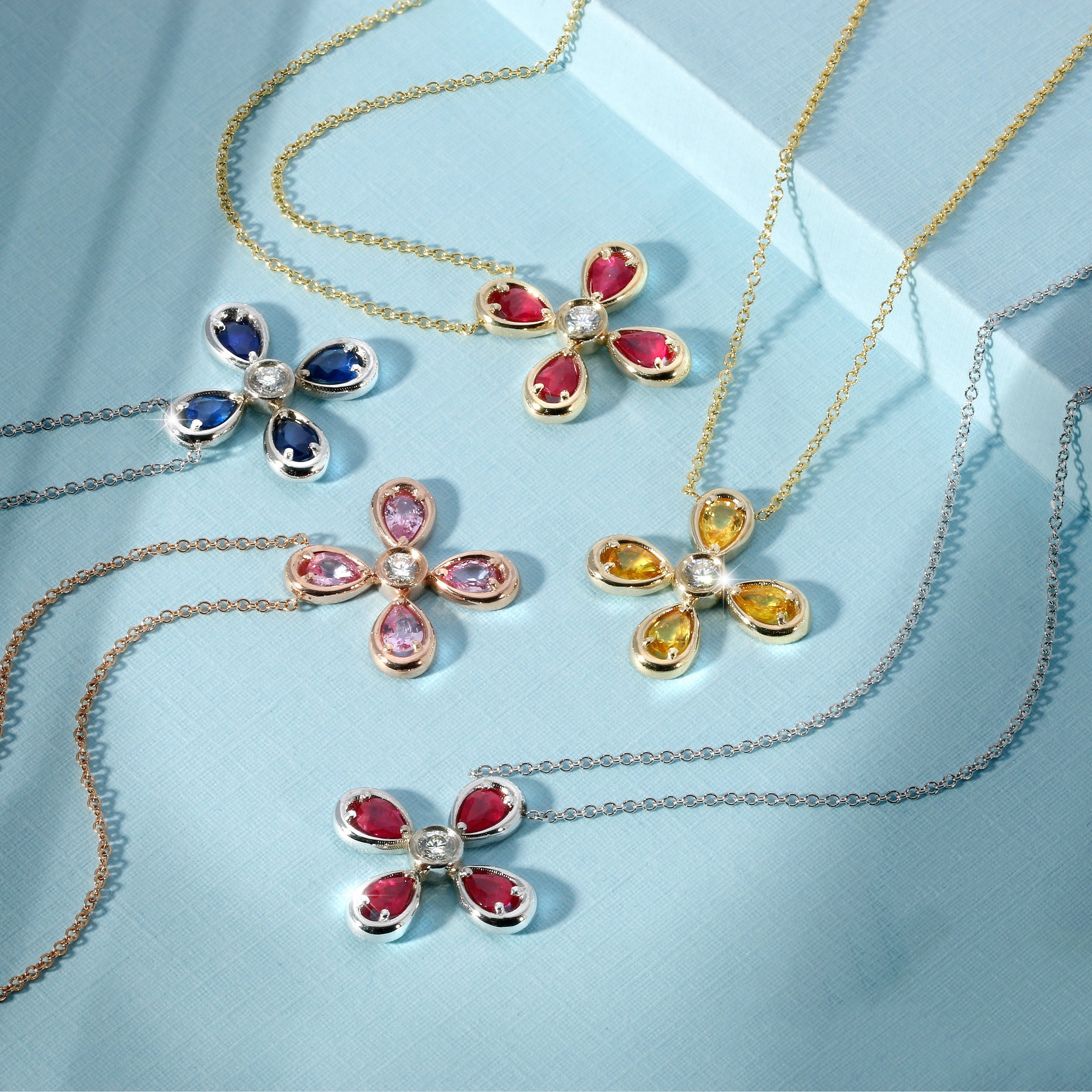 14K Yellow Gold Yellow Sapphire & Diamond Flower Pendant - Abtin & Company 