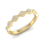 14k Gold Wavy Cluster Diamond Stackable Ring Wedding Band - Abtin & Company 