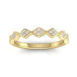 14k Gold Wavy Cluster Diamond Stackable Ring Wedding Band - Abtin & Company 