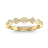14k Gold Wavy Cluster Diamond Stackable Ring Wedding Band - Abtin & Company 